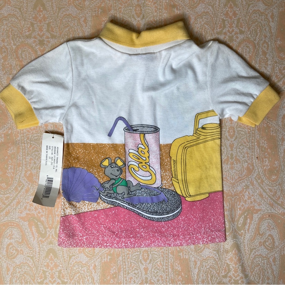Vintage 1990 Kids collared shirt Mice beach scene boombox sunglasses - Picture 3 of 10